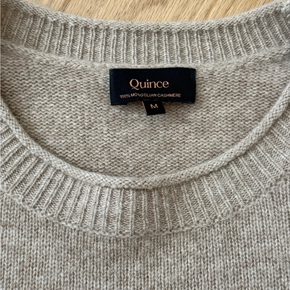 Quince 100% Cashmere Oversized Crewneck Sweater Cream Oatmeal Size Medium - Picture 2 of 8